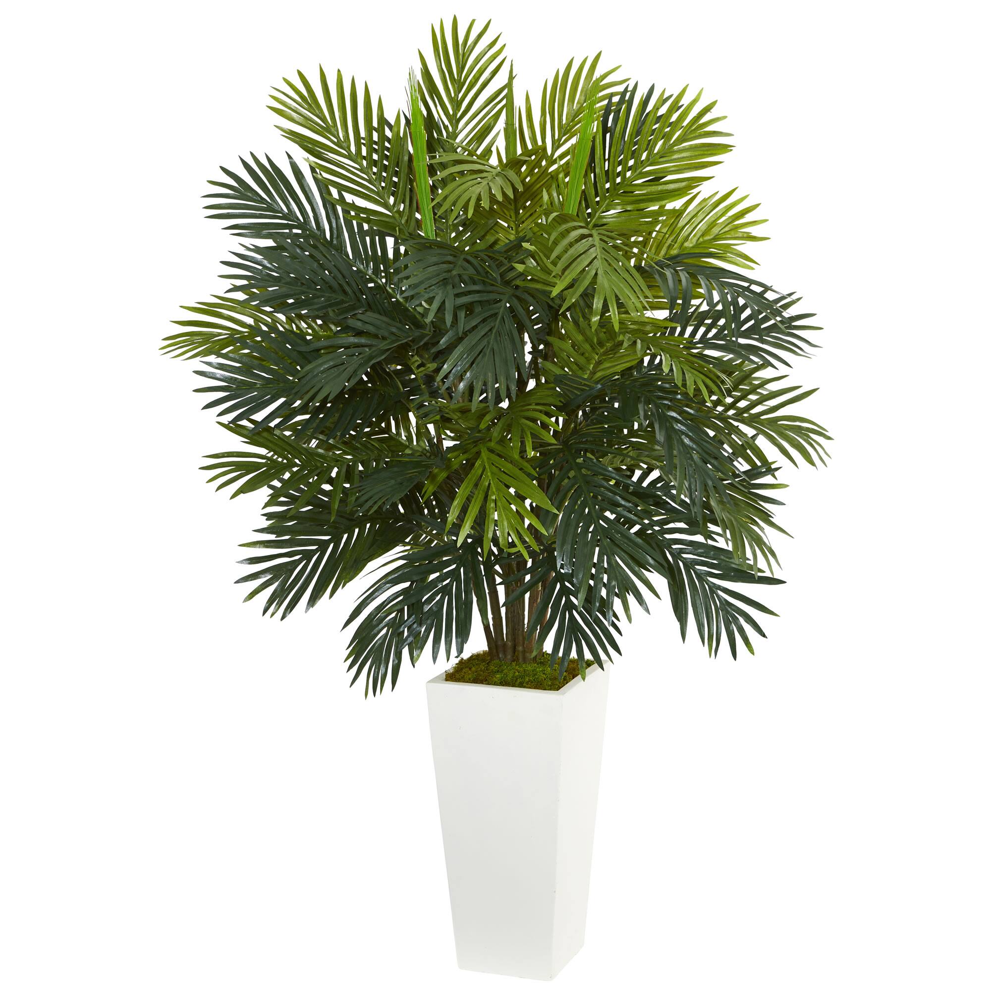 4ft. Areca Palm Artificial Plant in White Tower Planter